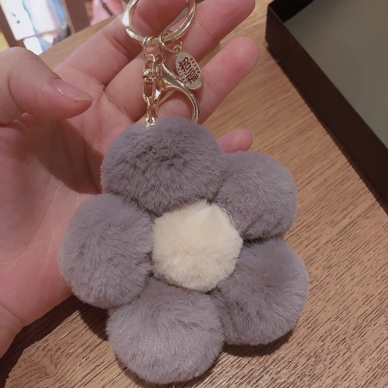 Wholesale Plush Flower Ball Keychains